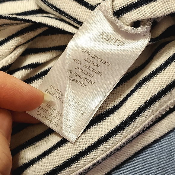 Ardene Navy/White Striped "K. BYE" Patch T-Shirt - Size XSmall - Picture 8 of 9